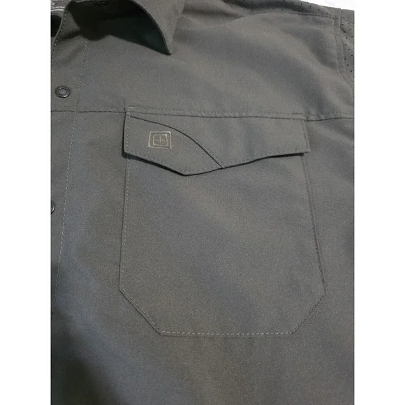 5:11 Mens Tactical Green Small Dri Fit Fishing Short Sleeve Button Shirt Medium - Picture 3 of 6